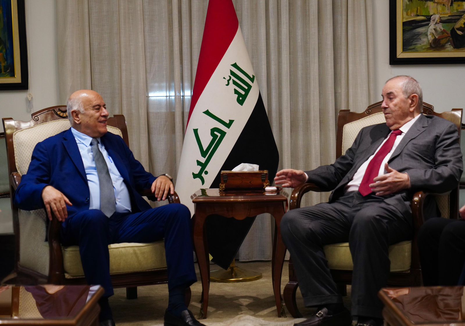 علاوي يستقبل امين سر حركة فتح  ، ورئيس المجلس الاعلى الشباب والرياضة الفلسطينية