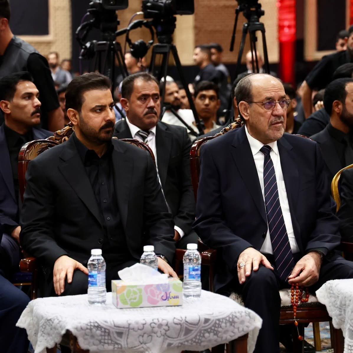 رئيس الوزراء علي فالح الزيدي يحضر الليلة الرابعة من مجلس العزاء الحسيني الذي يقيمه نوري المالكي..